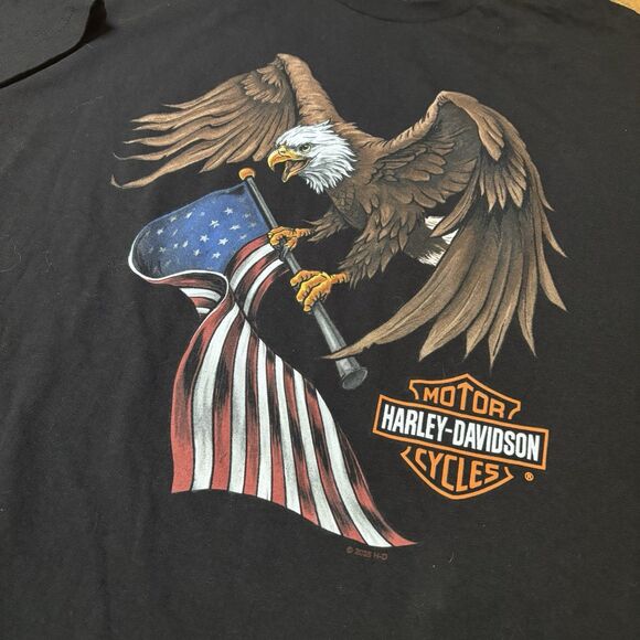 Harley Davidson T shirt Men 2XL Eagle USA Flag Huntington Beach Made in USA 2025 - Picture 3 of 12